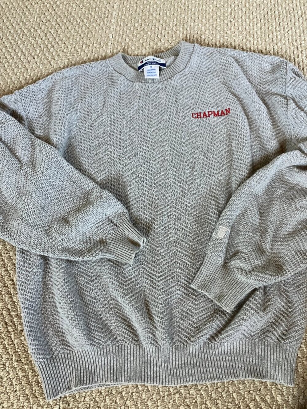 VNTG Champion Chapman Univ Sweater Knit Embroidered Crew Sz S 90s 00s Academia